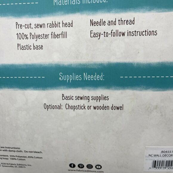 Needle Creations Fabric Wall Decor Kit Pastel Pink Floral Rabbit Nursery Decor - Picture 6 of 7